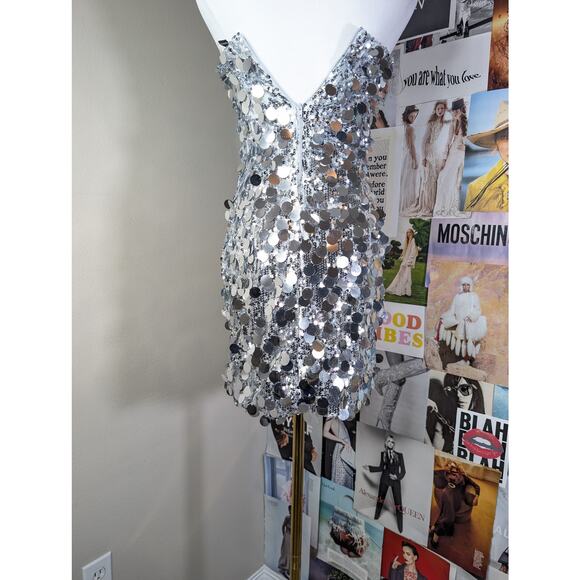 Sequin Silver Mini Dress - Picture 3 of 6